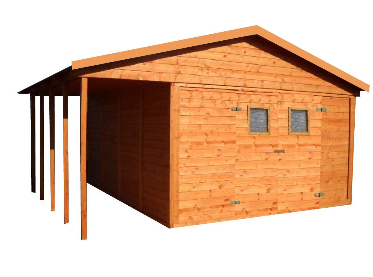 Zahradní dřevěný domek BILBAO s terasou 12,6m+3,6m, 19mm, s okny