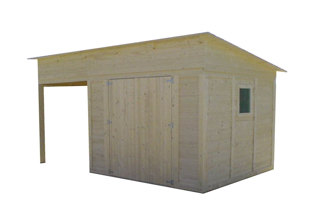 Zahradní dřevěný domek TOL rovná / pultová střecha + terasa 5,76m2+4,8m2, 19mm