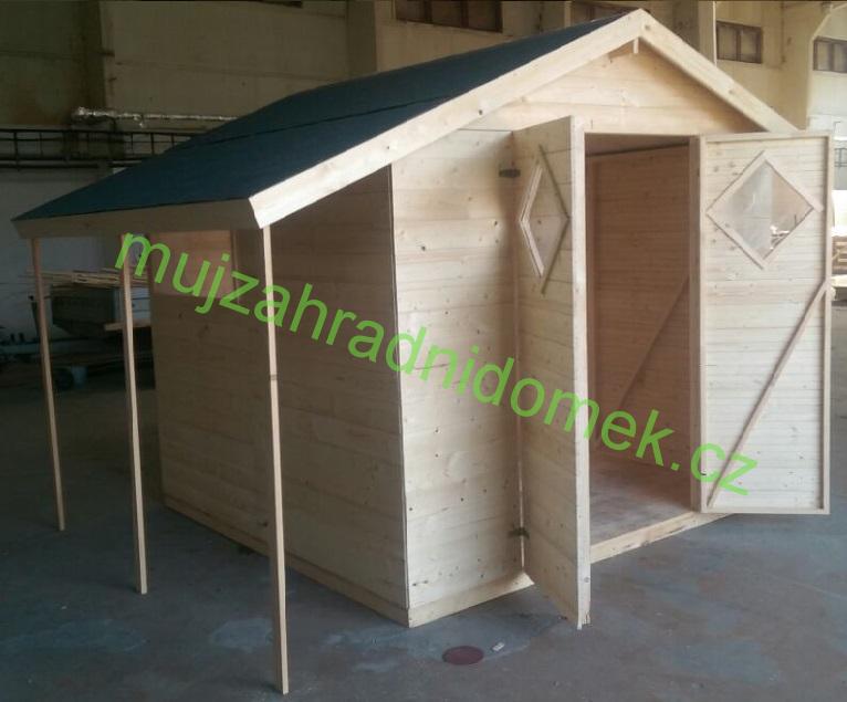 Zahradní dřevěný domek 3,3x2,7m, (19mm) s okny a přesahem střechy