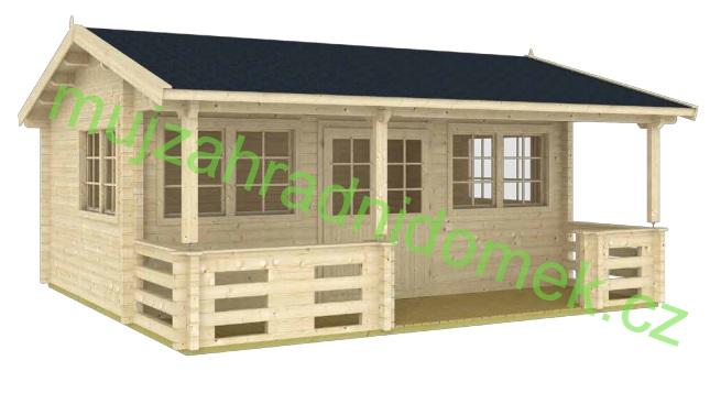 Zahradní dřevěný domek roubený CAMPO 5,5 x 5,5 m s terasou 5m2 (24mm)