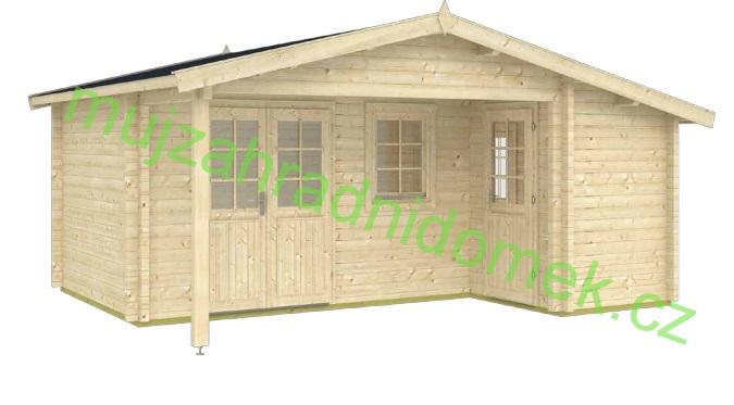 Zahradní dřevěný domek roubený Tortosa 6,5 x 4,5m s terasou 4,5m2 (24mm)