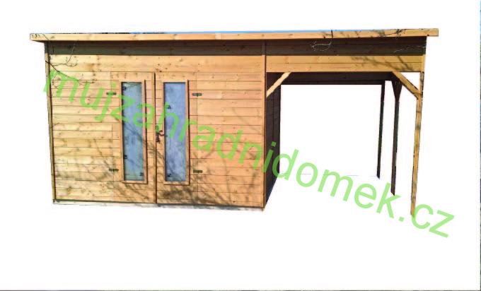 Zahradní dřevěný domek TOL III rovná / pultová střecha + terasa 9m2+6m2, 19mm
