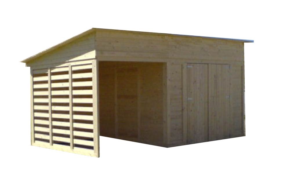 Zahradní dřevěný domek TOL II rovná / pultová střecha + terasa 9m2+6m2, 16mm