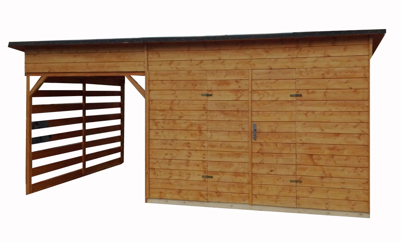Zahradní dřevěný domek TOL II rovná / pultová střecha + terasa 9m+6m, 19mm