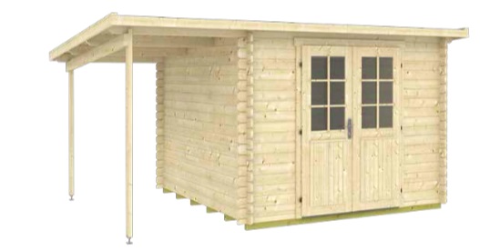 Zahradní dřevěný domek roubené SEGOVIA 6,5 x 4,5m s terasou 8m2 (24mm)