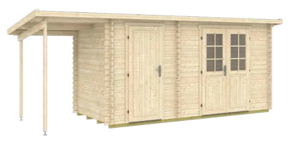Zahradní dřevěný domek roubený SALAMANKA 8,5 x 4,5m s terasou 8m2 (24mm)