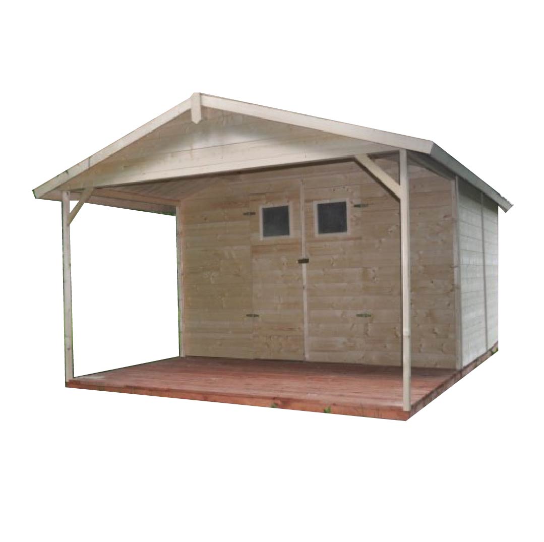 Zahradní dřevěný domek SEV s terasou 12m2, 16mm, s okny